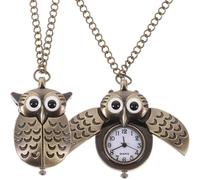 MAGICLULU Reloj Retro de Bolsillo Diseño de Búho y Movimiento de Cuarzo, 2 Unidades en Bronce Colgante, Adecuado para Niñas y en Ocasiones Obsequios