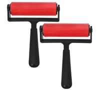 MAGICLULU Rodillo Brayer Pequeño para Manualidades de Bricolaje, 2 Piezas, Color Rojo, Rodillo de Estampado Multifunción de Plástico Resistente para Proyectos Artísticos y Grabado