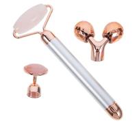 MAGICLULU Rodillo Eléctrico de Jade para Masaje Facial Masajeador Natural para Ojos Cuello y Rostro Ayuda Reducir Ojeras y Arrugas Estimula la Circulación y Colágeno Color Plata