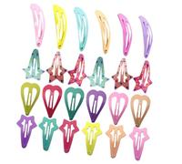 MAGICLULU Set de 24 Pinzas Pelo Metálicas y Multicolor Formas de Corazón y Estrella, Diseñadas para Niñas en Cumpleaños y Ocasiones Obsequios