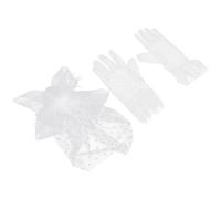 MAGICLULU Sombrero de Graduación y Guantes de Dama, 1 Juego, Blanco, de Tela, Fácil de Llevar, para Mujer, Bodas y Ocasiones Obsequios