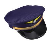 MAGICLULU Sombrero de Piloto Adulto, Gorra de Piloto de Aerolínea Ajustable, Azul, de Tela y Plástico, para Mascarada y Colección de Disfraces, 1