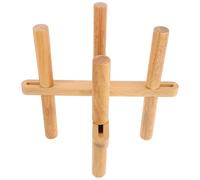 MAGICLULU Soporte para Plantas Ajustable de Bambú para Macetas de 14,5 a 21 Cm Bandeja Recogeagua, Estante Extensible de Piso para Interior y Exterior, Adecuado para Balcón, Jardín y Hogar