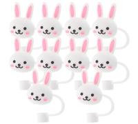 MAGICLULU Tapas para Pajitas Reutilizables de Silicona, de Puntas Diseño de Conejito, 10 Piezas Pequeñas para Bebidas, Protección contra Polvo y Decoración Divertida para Fiestas