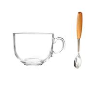MAGICLULU Taza De Avena Desayuno De Vidrio Transparente Vaso De Vidrio Con Cuchara Para Desayunos Casa o Café
