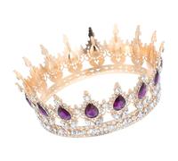 MAGICLULU Tiara Barroca Dorada Cristales de Gemas de Imitación, Diseño en Gotas de Agua, Diadema para Novia y Boda, Accesorio Cabello Elegante en Color Oro y Púrpura Oscuro, Adecuado
