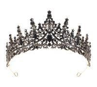 MAGICLULU Tiara de Boda Barroca Negra Gemas de Imitación, Diadema para Mujer, Accesorio para Novia, Diseño Vintage, Adecuado para Bodas y Eventos Obsequios