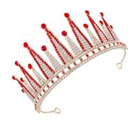 MAGICLULU Tiara de Novia Roja Aleación de Zinc y Cristales, Tocado para Boda en Iglesia, Diseño Cómodo y Elegante que Realza la Belleza Natural