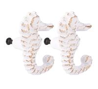 MAGICLULU Tirador de Gabinete de Hierro Fundido en Forma de Caballito de Mar Blanco, un Orificio, 2 Piezas, Manija Decorativa para Cajones y Puertas, Adecuado para Cocina y Habitación