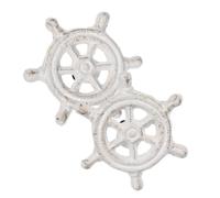 MAGICLULU Tirador de Mueble de Hierro Fundido Estilo Retro Temática Oceánica, 2 Piezas, Color Blanco, Pomo de Cajón para Armarios y Puertas, Adecuado para Decoración Infantil y Hogar