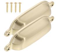 MAGICLULU Tiradores de Cajón Vintage en Metal Dorado Cepillado, Juego de 2, Compatibles Armarios, Cómodas y Alacenas para Cocina y Dormitorio