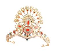 MAGICLULU Tocado de Boda de Mujer Estilo Vintage Pavo Real Dorado, Adorno con Gemas de Imitación y Diseño Hueco para Fiesta, Accesorio de Concurso para Niñas