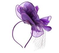 MAGICLULU Tocado Fascinador de Malla Flores y Plumas, Diadema Desmontable Color Púrpura para Fiesta de Té, Banquete y Boda, Accesorio para Mujer Elegante y Versátil