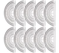 MAGICLULU Transportador de Plástico Transparente para Estudiantes, Transportador para Medir Ángulos de 0-180 Grados, Juego de 10 Piezas para Lecciones de Matemáticas y Geometría Escolar