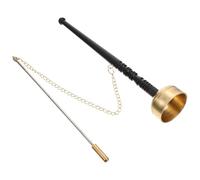 MAGICLULU Yin Qing Budista de Cobre Pequeño Mango de Madera, Instrumento de Percusión para Meditación y Ceremonias en Templo, Suministro Budista para Canto y Oración