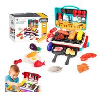 MagicMeals - Cocina sensorial para niños, Juego de Parrilla para niños Magic Meals con luz de Sonido de Humo y aderezos Que cambian de Color, Juego Interactivo de Parrilla para Barbacoa (Green)