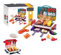 MagicMeals - Kids Sensory Kitchen, Magic Meals Kids Grill with Smoke Sound Light, Cooking Role Plays Grills Food Play Cooking Set (Blue)