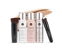 MagicMinerals Deluxe AirBrush Foundation by Jerome Alexander - Juego de maquillaje en aerosol de 5 piezas con ingredientes antienvejecimiento para una piel suave y radiante (cálido mediano)
