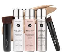 MagicMinerals Deluxe AirBrush Foundation by Jerome Alexander - Juego de maquillaje en aerosol de 5 piezas con ingredientes antienvejecimiento para una piel suave y radiante (cálido mediano)