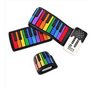 MAGICON Piano electrónico de música digital enrollable de 49 teclas, recargable, función de grabación, 8 tonos, 6 canciones de demostración educativas y altavoz integrado, piano educativo, gif de