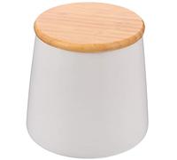 MAGICVOGEL Tarro de almacenamiento de 500 ml, con tapa de bambú, recipiente para galletas con anillo hermético, anillo de silicona, especias, aperitivos (blanco)