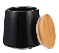 MAGICVOGEL Tarro de almacenamiento de 500 ml, recipiente para café con tapa de bambú, caja de galletas con anillo hermético, anillo de silicona, especias, aperitivos (negro)