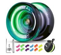 MAGICYOYO Crystal Yoyo K2 - Bola de yoyo sensible y no responde, yoyo de truco mágico para principiantes y adultos, yoyo de doble propósito con 12 cuerdas, funda, kit de accesorios (negro verde)