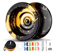 Magicyoyo JoJo N11 Plus profesional reactivo para niños - Yo de metal de doble uso con modo no reactivo + juego de rodamientos + 12 cuerdas + bolsa (negro dorado)
