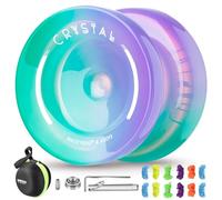 MAGICYOYO JoJo Responsive Yoyo para niños, profesional JoJo Trick Jo Jo Jo para principiantes, Crystal JoJo K2 Verde Violeta, Gradiente Multiusos, con rodamiento Yoyo Unresponsive + 12 Jo Jo Cuerda