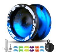 MagicYOYO Jojo V3 Yoyo Profesional Responsivo Niños Yoyo Doble Uso con Modo Yoyo No Responsivo, Yoyo Metal con Juego de Rodamientos Yoyo + 12 Cordones Yoyo + Bolsa Yo-yo (Negro Azul)