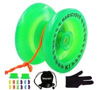 MAGICYOYO K1 Glow in The Dark yoyo, Yoyo de Respuesta Profesional para niños, Adultos, Principiantes a Yo Yo intermedio, Yo-yo de plástico con Guantes + 2 hubs + 12 Cuerdas yoyo, Verde