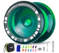 MAGICYOYO K3 Aurora-p, profesional JoJo con giro de dedo para niños, Responsive and Not Responsive With 12 Strings and Accessory Set (Dark Green)
