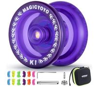 MAGICYOYO Responsive Yoyo K1 Plus - JoJo de plástico para niños y principiantes, doble modo JoJo para avanzados, incluye rodamiento no responsivo, estuche de almacenamiento Yoyo, 12 cuerdas Yo (morado