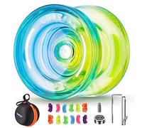 MAGICYOYO Yoyo K2 Azul Amarillo, JoJo Responsive para Principiantes, Dual Purpose JoJo No Responsivo, 12 Cuerdas, Estuche