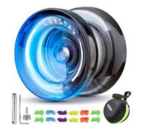 MAGICYOYO Yoyo Responsive para niños K2 Crystal Black Blue, 2 en 1 - Yo Yo Yo sensible y no responde, yoyo de truco de giro de dedo con rodamiento no responde, 12 cuerdas, bolsa de yoyo, herramienta y