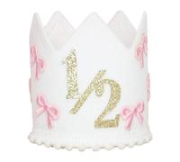 MagiDeal 1/2 Corona de cumpleaños Gat 6 meses Decoraciones de cumpleaños Accesorios decorativos Bow Girls For Cake Smash Little Princess Crown, Dorado
