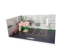 MagiDeal 1:64 Modelo de automóvil a Escala estacionamiento Diorama Mini Modelo de automóvil Garaje Antecedentes Pantallas de automóviles de carpintería para el, Sin Cubierta de Polvo