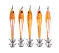 Magideal 5 Jibioneras, anzuelos duros de pesca, calamar, anzuelos luminosos, ganchos para calamares, pulpos, Sepias, naranja