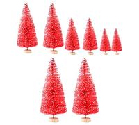 MagiDeal 8 Uds. Adornos de de Pino en Miniatura de Escritorio/es de Cepillo de Botella 4 tamaños/Mini de Navidad Artificial para decoración de, Rojo