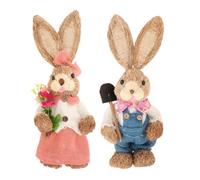 MagiDeal Adornos de de Paja de Pascua, esculturas de Conejo de Paja Artificial, estatuilla de para decoración de Boda de Granja de Pascua, 2, Estilo c