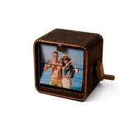 MagiDeal Álbum de Fotos Mecánico Caja Musical Giratoria Álbum Caja Expositor Recuerdo Personalizado con Vitrina Frontal y Lateral Adecuado para Regalo , Marrón Madera , 16 Fotos-sin Luz