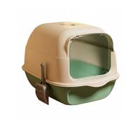 MagiDeal Bandeja de Arena para Gatos Caja de Arena Arenero Baño de Gato con Estructura Sellada y Tapa Completa Control de Olores con Carbón Activo PP Liso, Green