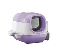 MagiDeal Caja de Arena para Gatos con Capucha y Tapa, Inodoro para Gatos Completamente Cerrado con Cuencos para Gatos, Bandeja de Arena para Gatos, Caja de, PÚRPURA