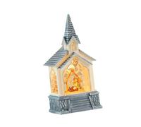 MagiDeal Caja de música navideña brillante, decoración navideña, centro de mesa, luz de noche, linterna navideña para repisa, escritorio, mesita de noche, bar, Pesebre