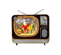 MagiDeal Caja de música navideña brillante, linterna navideña, diseño de TV, luz nocturna para repisa, Gran Ciervo de Santa