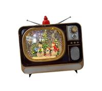 MagiDeal Caja de música navideña brillante, linterna navideña, diseño de TV, luz nocturna para repisa, Muñeco de Nieve