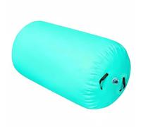 MagiDeal Colchoneta de Gimnasia Inflable Rodillo Aire Barril Acrobático Cilindro Fitness Tapete Entrenamiento Ayuda Profesional para Atrás y Tumbling PVC, Verde Menta, 09x1m Eu Elec Pump