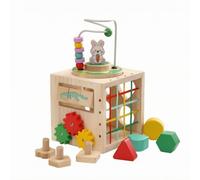 MagiDeal Cubo de Actividades Educativo Infantil Centro Sensorial Madera Laberinto de Rompecabezas Engranajes Piezas Antiahogo Adecuado para Guardería Juego en Casa Educación Temprana