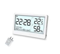 MagiDeal Digital Higrómetro Medidor con Reloj Calendario y Símbolos de Confort para Control de Humedad Adecuado para Habitación Infantil Hogar Oficina, Cargador 3C Flagship