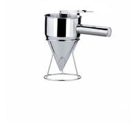 MagiDeal Embudo de Acero Inoxidable Dispensador de Dosificador con Mango y Tapón de Silicona con Soporte Estable Antigoteo Apto para Pancakes Crepes Gofres, L 1200ML 17MM, With Stand